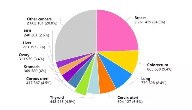 女性癌症新发前十