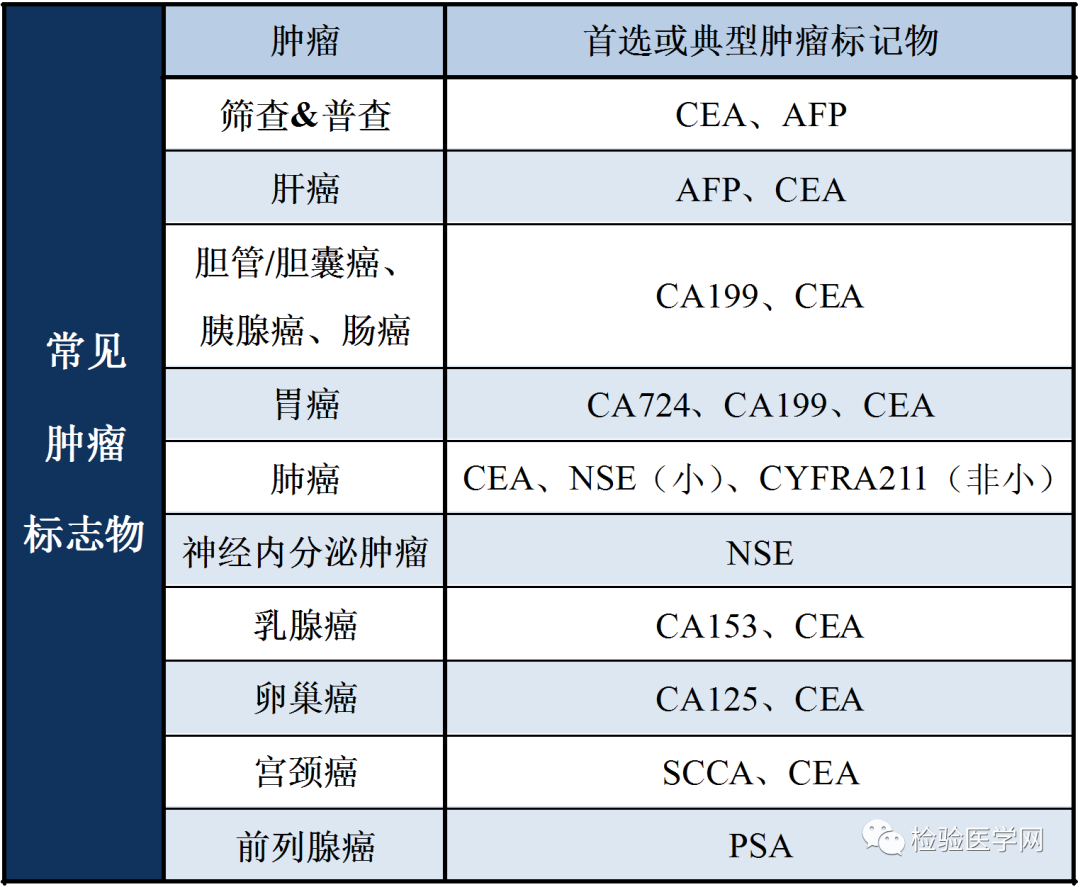 常见肿瘤标志物